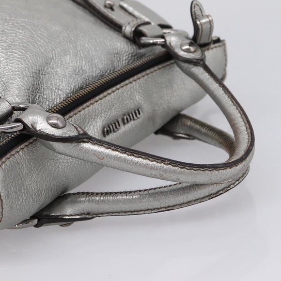 Miu Miu Hand Bag Leather 2way Silver Auth 167772M