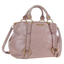 Miu Miu Hand Bag Leather 2way Pink Gold Auth 167773M-1