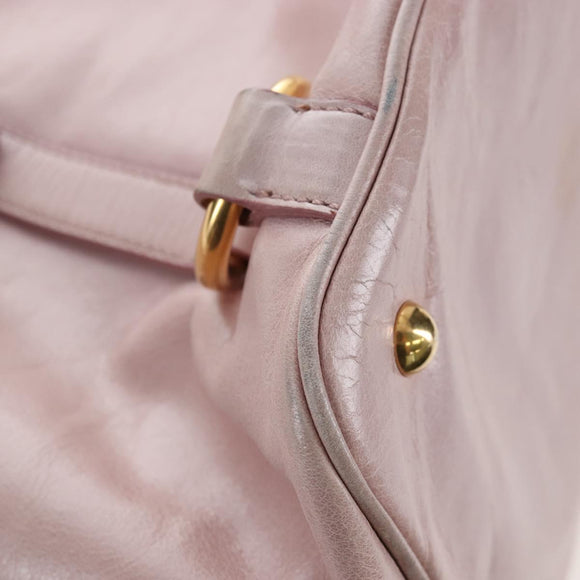 Miu Miu Hand Bag Leather 2way Pink Gold Auth 167773M
