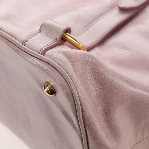 Miu Miu Hand Bag Leather 2way Pink Gold Auth 167773M