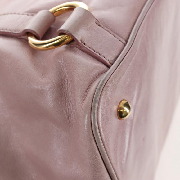 Miu Miu Hand Bag Leather 2way Pink Gold Auth 167773M