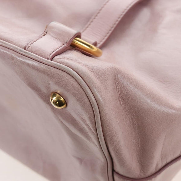 Miu Miu Hand Bag Leather 2way Pink Gold Auth 167773M