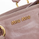 Miu Miu Hand Bag Leather 2way Pink Gold Auth 167773M-21