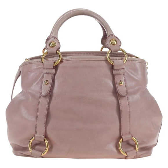 Miu Miu Hand Bag Leather 2way Pink Gold Auth 167773M
