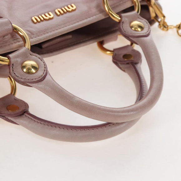 Miu Miu Hand Bag Leather 2way Pink Gold Auth 167773M