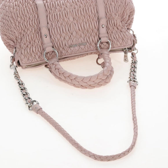 Miu Miu Hand Bag Leather 2way Pink Silver Auth 167775M