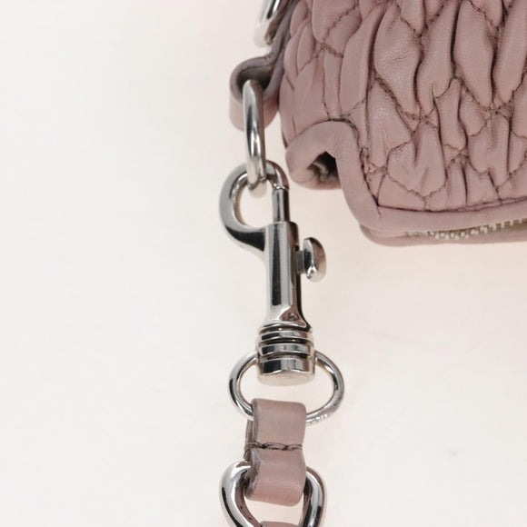 Miu Miu Hand Bag Leather 2way Pink Silver Auth 167775M