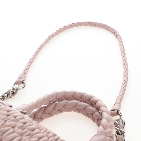 Miu Miu Hand Bag Leather 2way Pink Silver Auth 167775M
