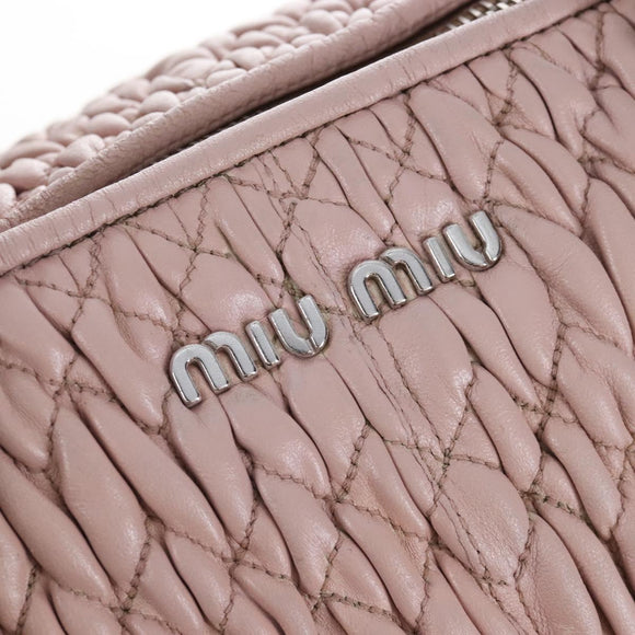 Miu Miu Hand Bag Leather 2way Pink Silver Auth 167775M
