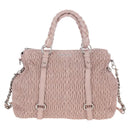 Miu Miu Hand Bag Leather 2way Pink Silver Auth 167775M-13