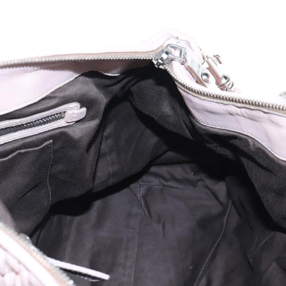 Miu Miu Hand Bag Leather 2way Pink Silver Auth 167775M