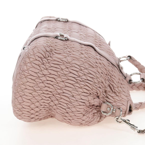 Miu Miu Hand Bag Leather 2way Pink Silver Auth 167775M
