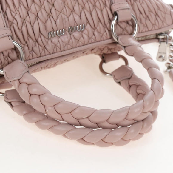 Miu Miu Hand Bag Leather 2way Pink Silver Auth 167775M