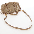 Miu Miu Hand Bag Leather 2way Beige Gold Auth 167776M-11