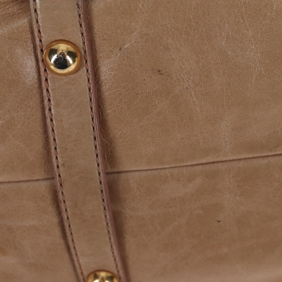 Miu Miu Hand Bag Leather 2way Beige Gold Auth 167776M