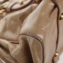 Miu Miu Hand Bag Leather 2way Beige Gold Auth 167776M-19