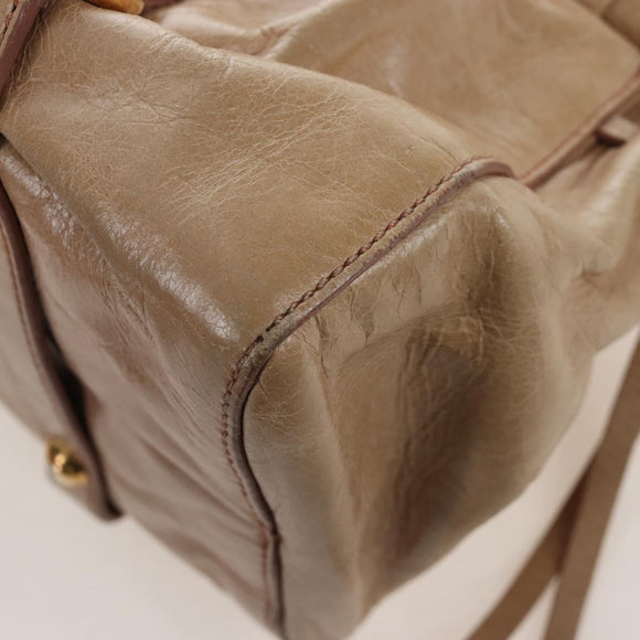 Miu Miu Hand Bag Leather 2way Beige Gold Auth 167776M