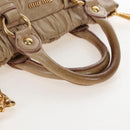 Miu Miu Hand Bag Leather 2way Beige Gold Auth 167776M-8