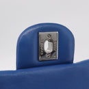 CHANEL Chain Mini Matelasse Shoulder Bag Lamb Skin Blue Silver CC Auth 167777SM-20