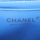 CHANEL Chain Mini Matelasse Shoulder Bag Lamb Skin Blue Silver CC Auth 167777SM-21