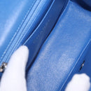 CHANEL Chain Mini Matelasse Shoulder Bag Lamb Skin Blue Silver CC Auth 167777SM-22