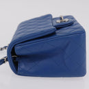 CHANEL Chain Mini Matelasse Shoulder Bag Lamb Skin Blue Silver CC Auth 167777SM-6