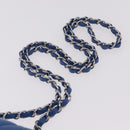CHANEL Chain Mini Matelasse Shoulder Bag Lamb Skin Blue Silver CC Auth 167777SM-9
