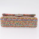 CHANEL Chain Matelasse 25 Shoulder Bag tweed Multicolor Gold CC Auth 167778SM-5