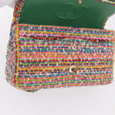 CHANEL Chain Matelasse 25 Shoulder Bag tweed Multicolor Gold CC Auth 167778SM-26