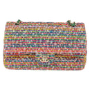 CHANEL Chain Matelasse 25 Shoulder Bag tweed Multicolor Gold CC Auth 167778SM-13