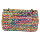 CHANEL Chain Matelasse 25 Shoulder Bag tweed Multicolor Gold CC Auth 167778SM-2
