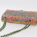 CHANEL Chain Matelasse 25 Shoulder Bag tweed Multicolor Gold CC Auth 167778SM-6