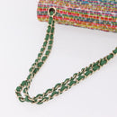 CHANEL Chain Matelasse 25 Shoulder Bag tweed Multicolor Gold CC Auth 167778SM-7