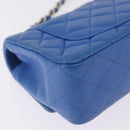 CHANEL Mini Matelasse Chain Shoulder Bag Lamb Skin Blue Gold CC Auth 167780SAM-13
