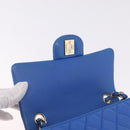 CHANEL Mini Matelasse Chain Shoulder Bag Lamb Skin Blue Gold CC Auth 167780SAM-17