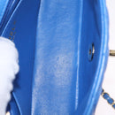 CHANEL Mini Matelasse Chain Shoulder Bag Lamb Skin Blue Gold CC Auth 167780SAM-21