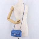 CHANEL Mini Matelasse Chain Shoulder Bag Lamb Skin Blue Gold CC Auth 167780SAM-28