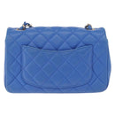 CHANEL Mini Matelasse Chain Shoulder Bag Lamb Skin Blue Gold CC Auth 167780SAM-3