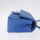 CHANEL Mini Matelasse Chain Shoulder Bag Lamb Skin Blue Gold CC Auth 167780SAM-5