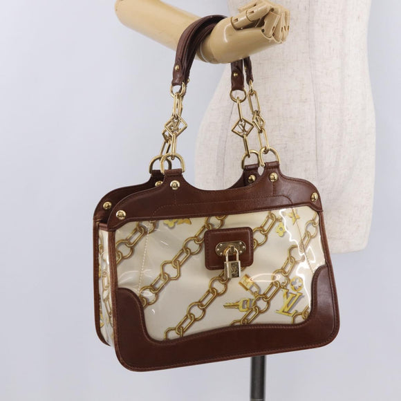 LOUIS VUITTON Charm Cabas Bron Hand Bag Brown White M95157 LV Auth 167784A