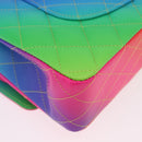 CHANEL Chain Matelasse 25 Shoulder Bag Calf Skin Rainbow CC Auth 167787SM-16