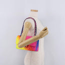 CHANEL Chain Matelasse 25 Shoulder Bag Calf Skin Rainbow CC Auth 167787SM-30