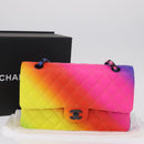 CHANEL Chain Matelasse 25 Shoulder Bag Calf Skin Rainbow CC Auth 167787SM-12