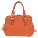 Miu Miu Hand Bag Leather 2way Orange Gold Auth 167793A-13