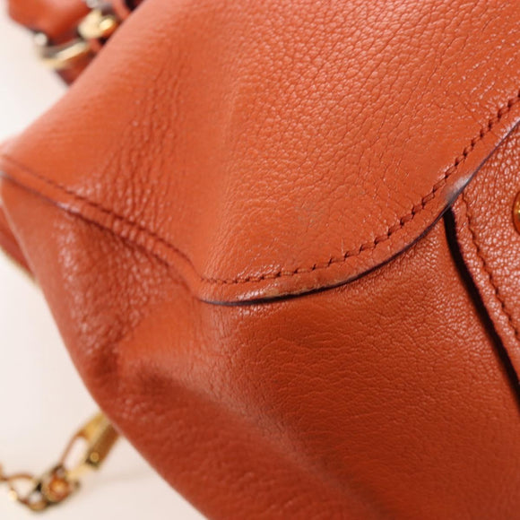 Miu Miu Hand Bag Leather 2way Orange Gold Auth 167793A