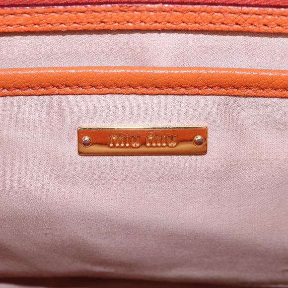 Miu Miu Hand Bag Leather 2way Orange Gold Auth 167793A