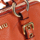 Miu Miu Hand Bag Leather 2way Orange Gold Auth 167793A-2