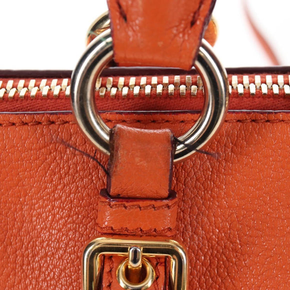 Miu Miu Hand Bag Leather 2way Orange Gold Auth 167793A