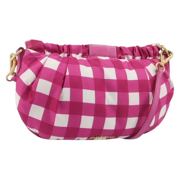 Miu Miu Shoulder Bag Nylon Pink Gold Auth 167795A