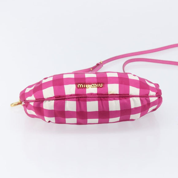 Miu Miu Shoulder Bag Nylon Pink Gold Auth 167795A